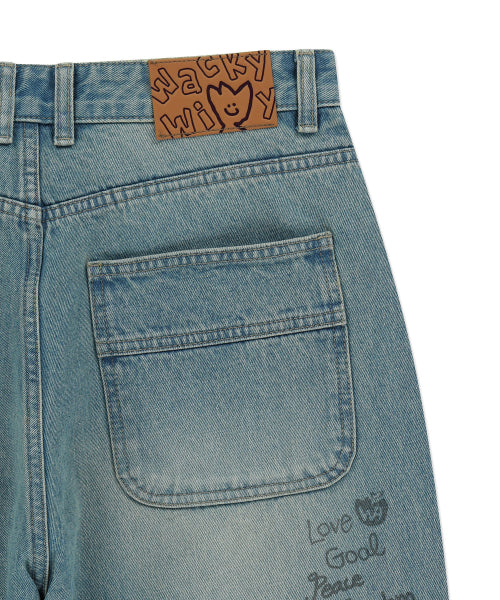 Kiki graphic denim pants blue