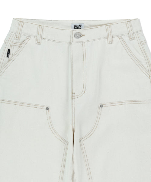 Double Ni Carpenter Denim Pants Cream