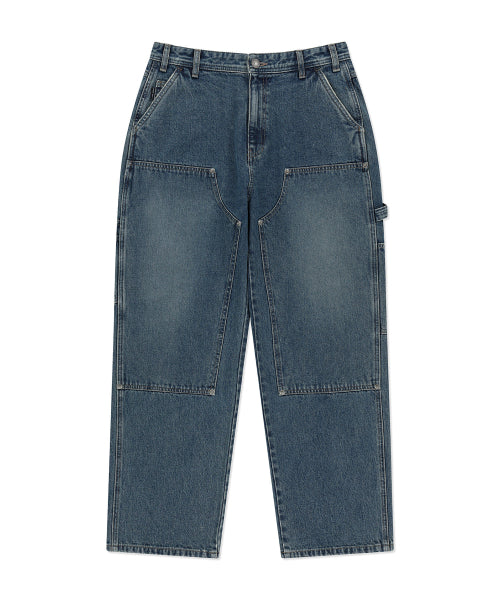 Doublenie multi-pocket denim pants sky blue