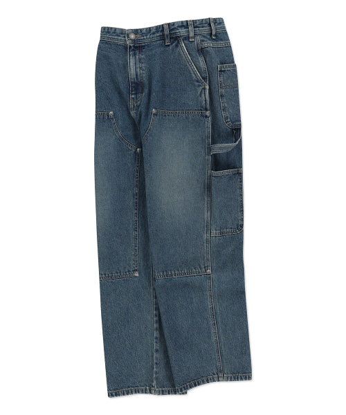 Doublenie multi-pocket denim pants sky blue