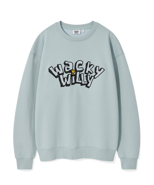 typo graphic one-point sweatshirt light blue