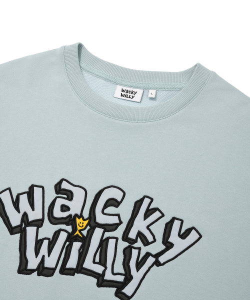 typo graphic one-point sweatshirt light blue
