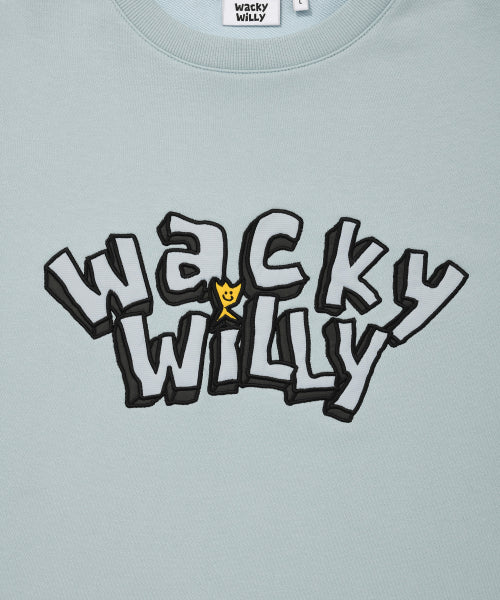 typo graphic one-point sweatshirt light blue