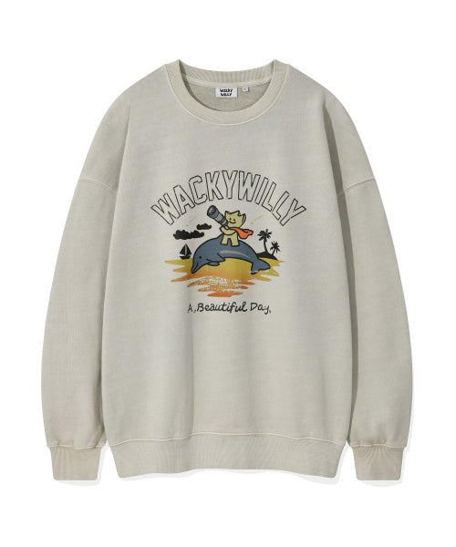 Kiki Washing Graphic Sweatshirt Beige