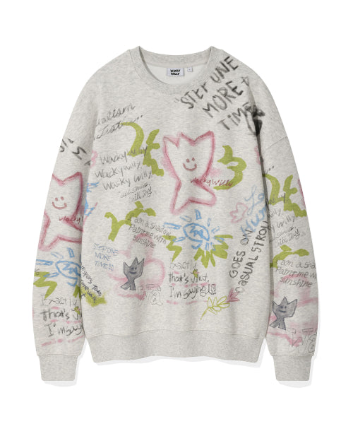 Kiki graffiti printed sweatshirt oatmeal