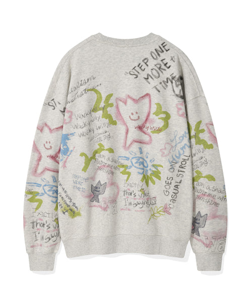 Kiki graffiti printed sweatshirt oatmeal