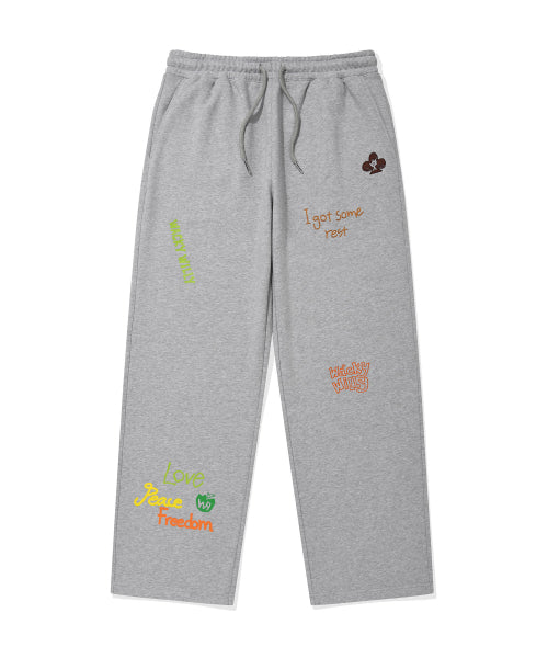 Khaki All-Over Graphic Sweat Pants Gray
