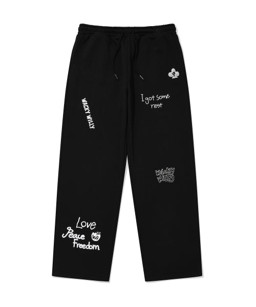 Khaki All-Over Graphic Sweat Pants Black
