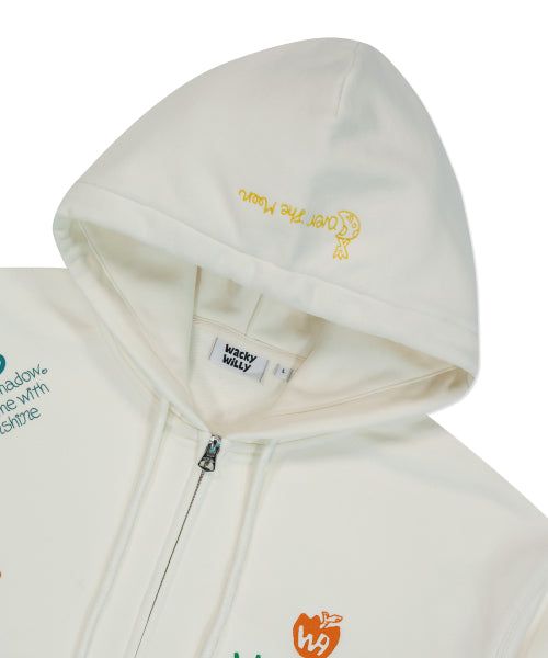 Kiki All Over Graffiti Hooded Zip-Up Cream
