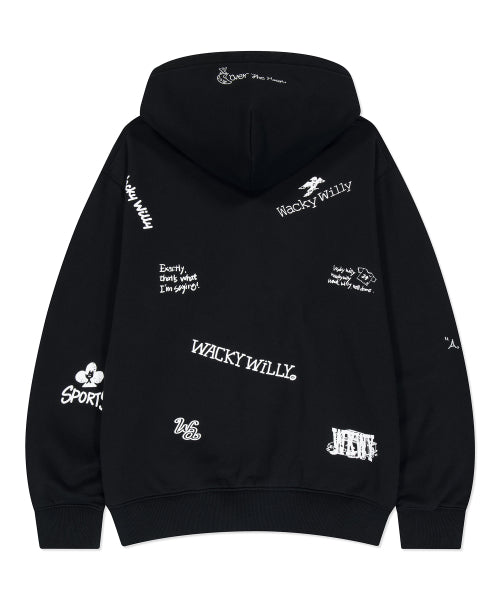 Kiki All-Over Graffiti Hooded Zip-Up Black