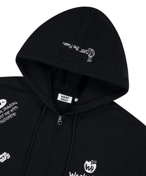 Kiki All-Over Graffiti Hooded Zip-Up Black