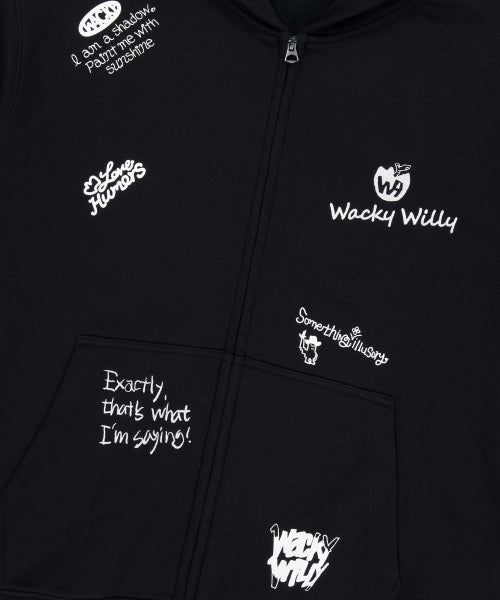 Kiki All-Over Graffiti Hooded Zip-Up Black