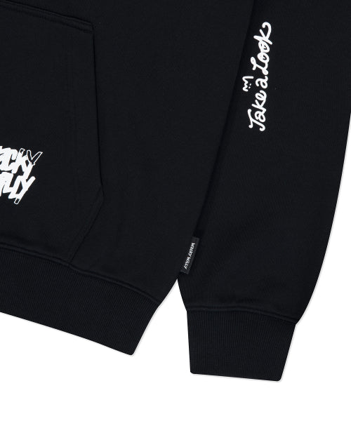 Kiki All-Over Graffiti Hooded Zip-Up Black