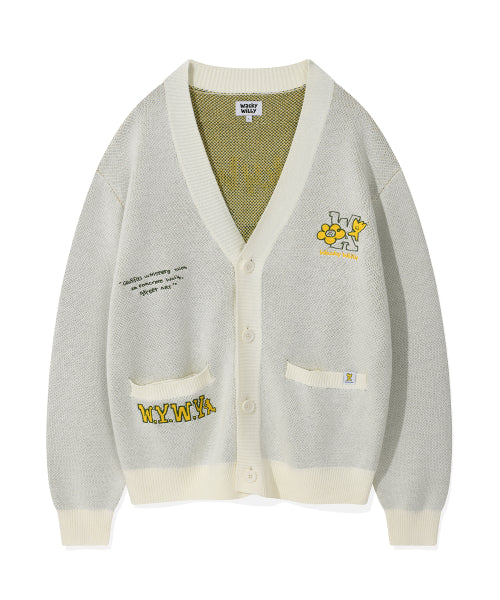Kiki & Lily Patch V-Neck Cardigan Cream