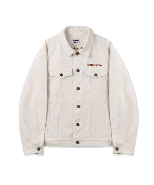 embroidered lettering trucker cream