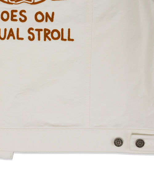 embroidered lettering trucker cream