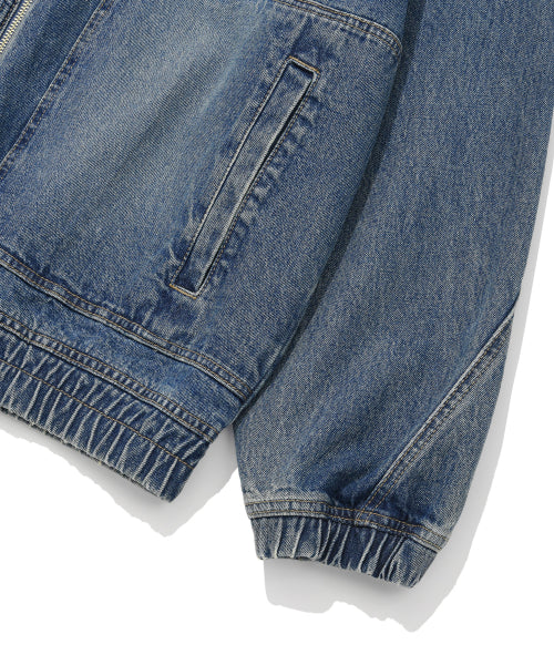 Denim Hooded Zip-Up Jumper Light Blue