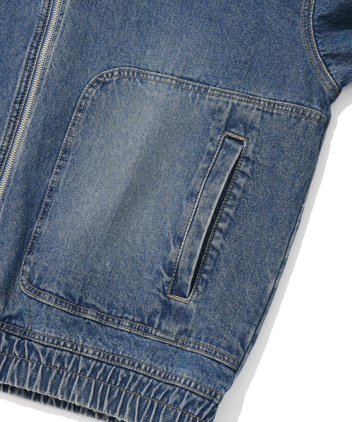 Denim Hooded Zip-Up Jumper Light Blue