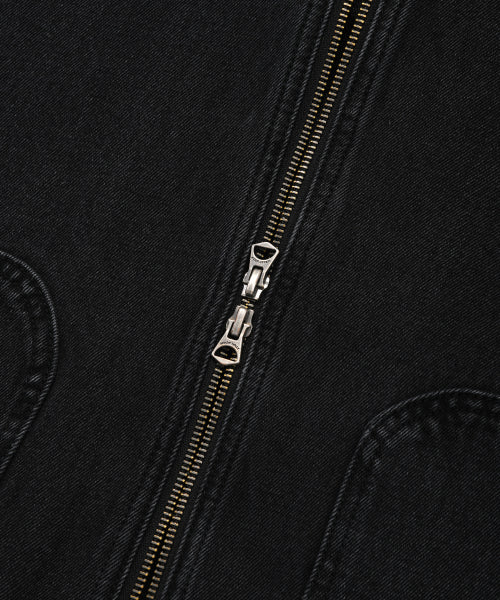 Denim Hooded Zip-Up Jumper Black