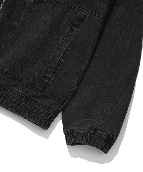 Denim Hooded Zip-Up Jumper Black