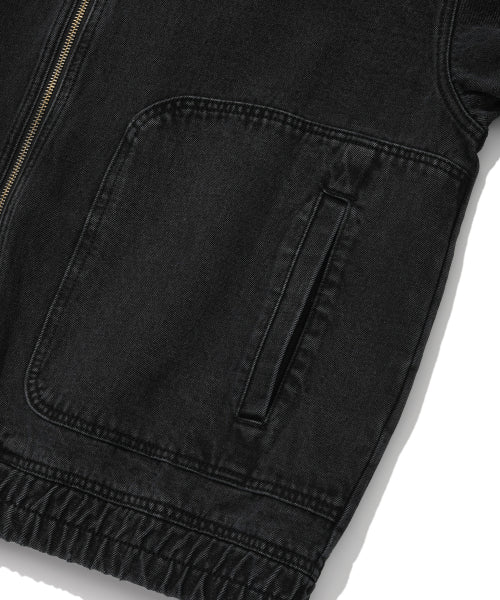 Denim Hooded Zip-Up Jumper Black