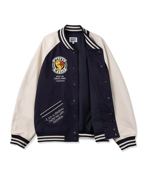 Patchwork Varsity Jacket Dark Navy