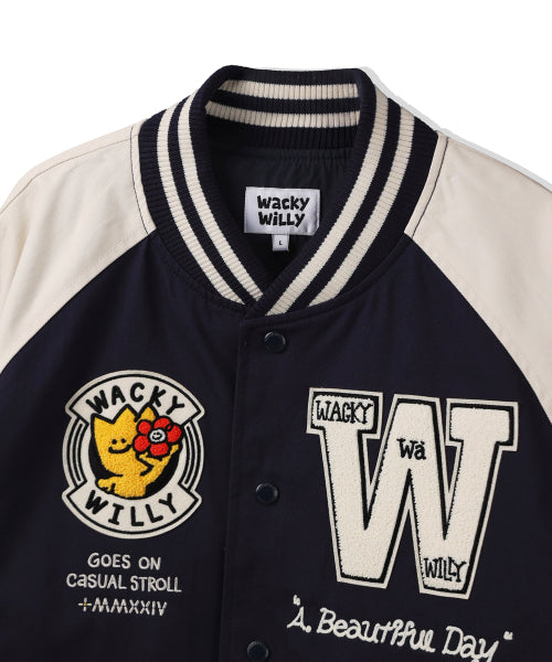 Patchwork Varsity Jacket Dark Navy