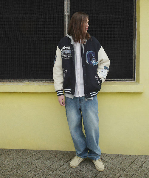 SEMI WIDE-FIT DENIM WASHING CARPENTER PANTS