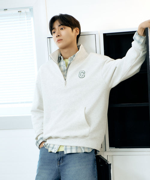 C LOGO HALF ZIP-UP SWEATSHIRT