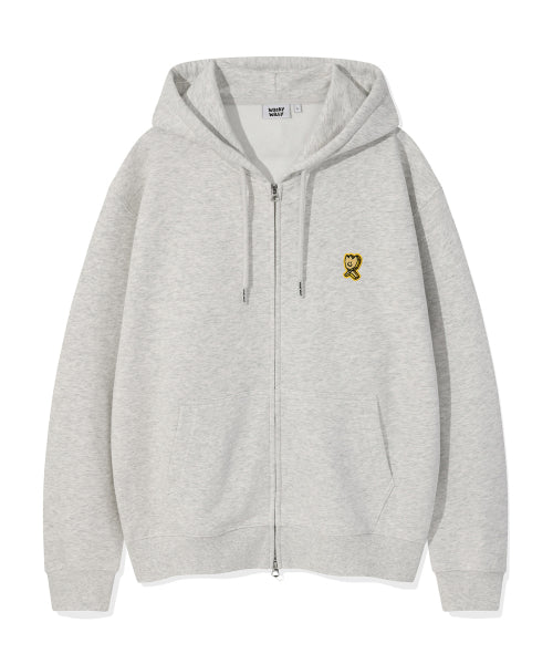 Graphic Kiki Wappen Hood Zip-Up Light Gray