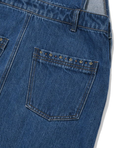 Women's denim overall skirt blue