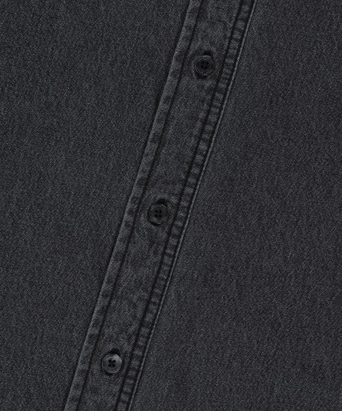 typo washed oversized fit denim shirt black