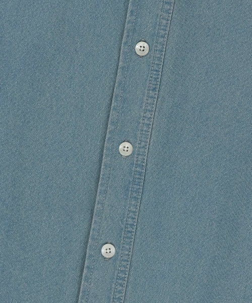typo washed oversized fit denim shirt blue