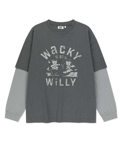 Graphic Layered Long Sleeve Charcoal
