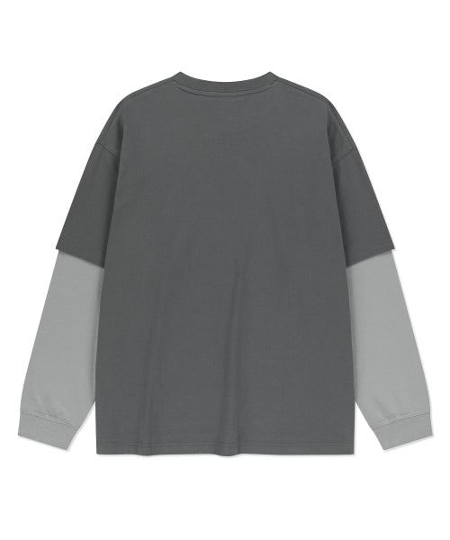 Graphic Layered Long Sleeve Charcoal