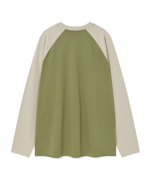Coloring raglan long-sleeve T-shirt green