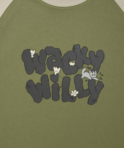 Coloring raglan long-sleeve T-shirt green