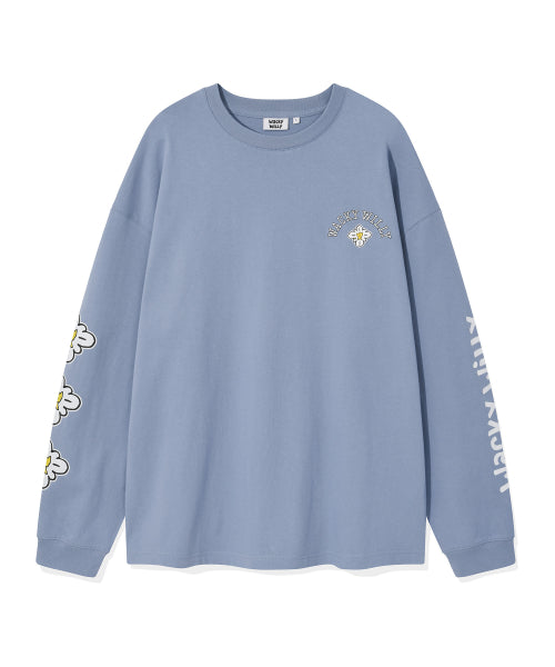 Khaki arm graphic long-sleeve light blue
