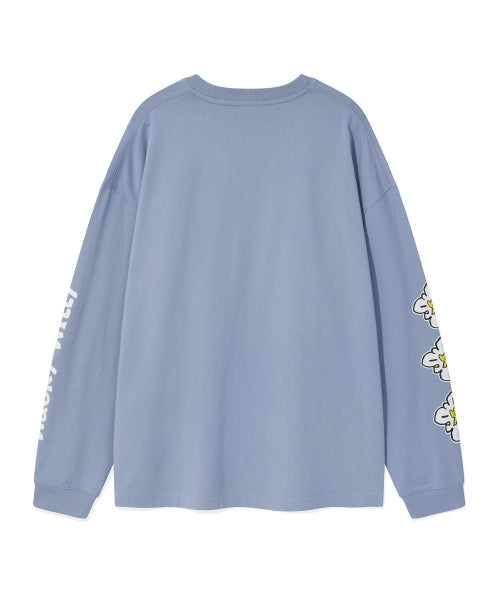 Khaki arm graphic long-sleeve light blue
