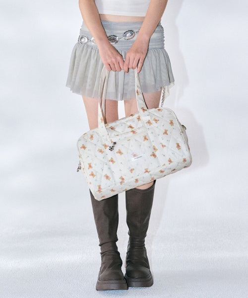 Graphic Fabric Square Bag [IVORY]