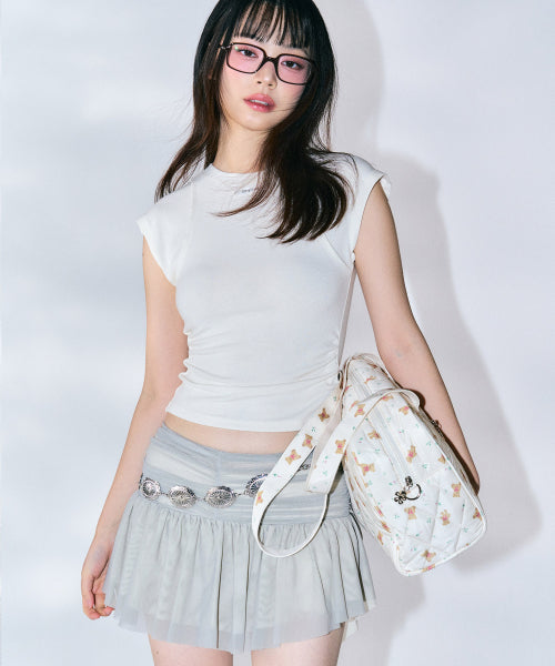 Graphic Fabric Square Bag [IVORY]