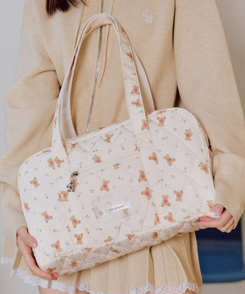 Graphic Fabric Square Bag [IVORY]