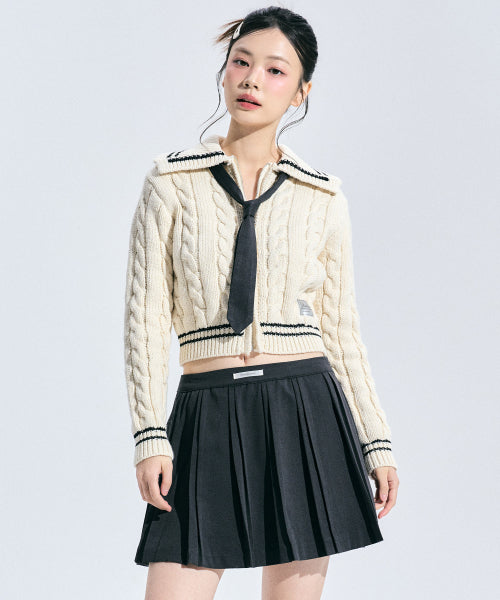 Coty Cable Knit Zip-up [IVORY]