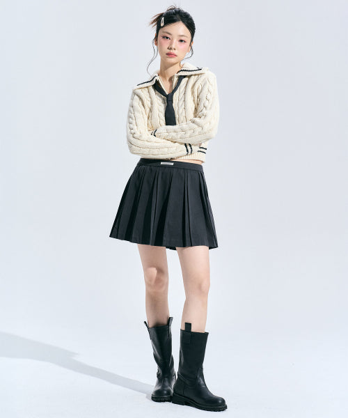 Coty Cable Knit Zip-up [IVORY]