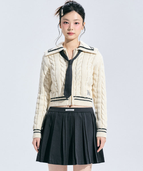 Coty Cable Knit Zip-up [IVORY]
