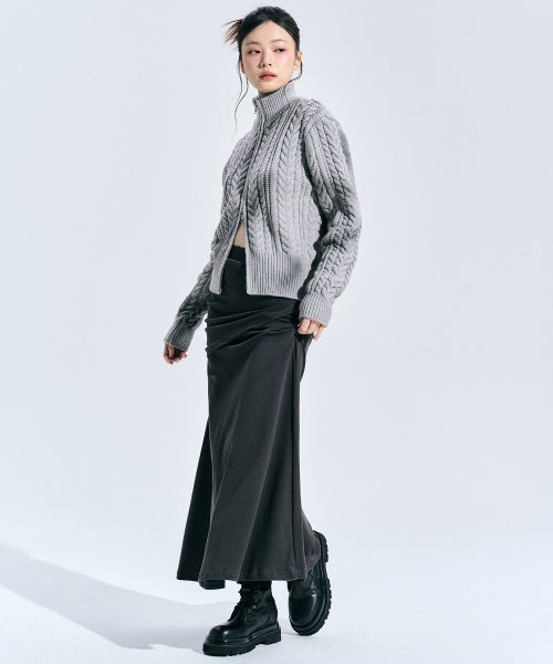 Eleanor Spray Knit Zip-up [GREY]