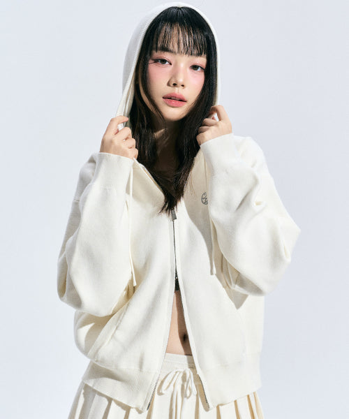 EILY Two-Way Knit Hooded Zip-Up [IVORY]