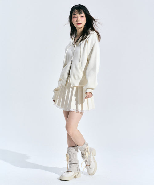 EILY Two-Way Knit Hooded Zip-Up [IVORY]