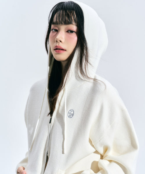 EILY Two-Way Knit Hooded Zip-Up [IVORY]
