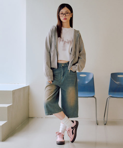 EILY Two-Way Knit Hooded Zip-Up [GREY]